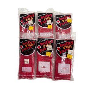 Lot Of 6 VTG Red Heart Bulky Rug Yarn #640 Cardinal, Latch Hook Acrylic NOS